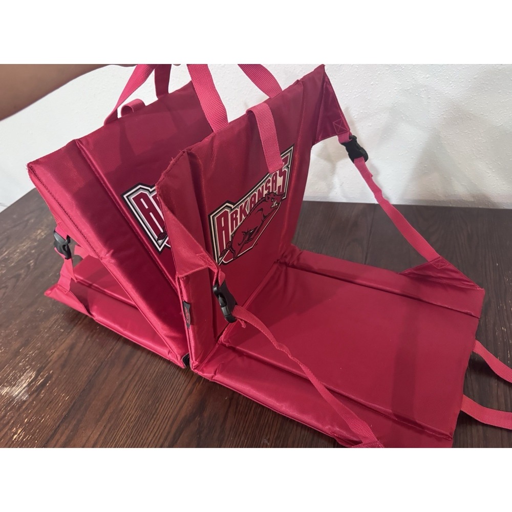 2 Arkansas Razorback Stadium Seat Bleacher Cushions Lightweight Folds Flat